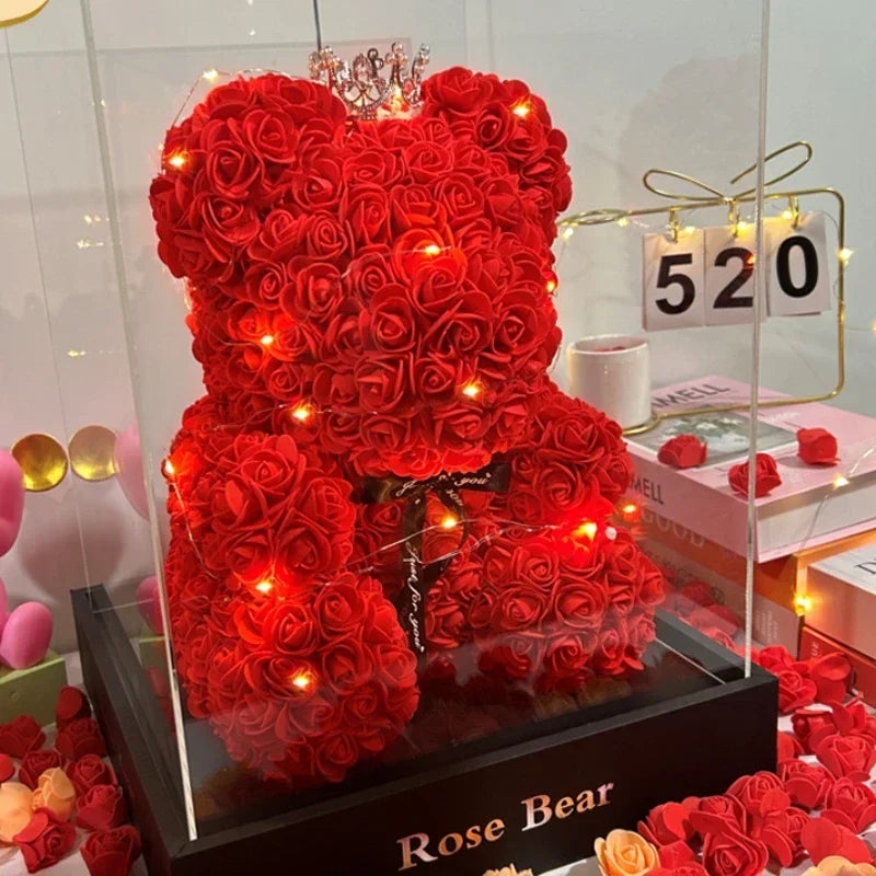 2026 Artificial Flower Eternal Rose Teddy Bear for 520 Mom Mother'S Day Birthday Valentine'S Day Anniversary Gifts & Decorations